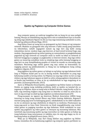 adiksyon sa online games|(DOC) Thesis in filipino. Online games .